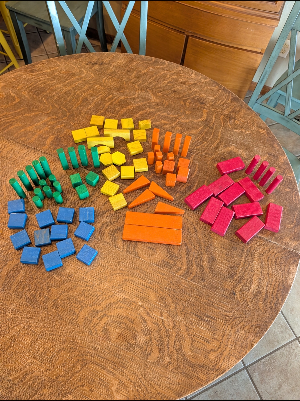 Vintage Wooden Color Sorting and Stacking Toy Set - Multicolor
